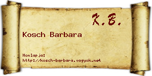 Kosch Barbara névjegykártya